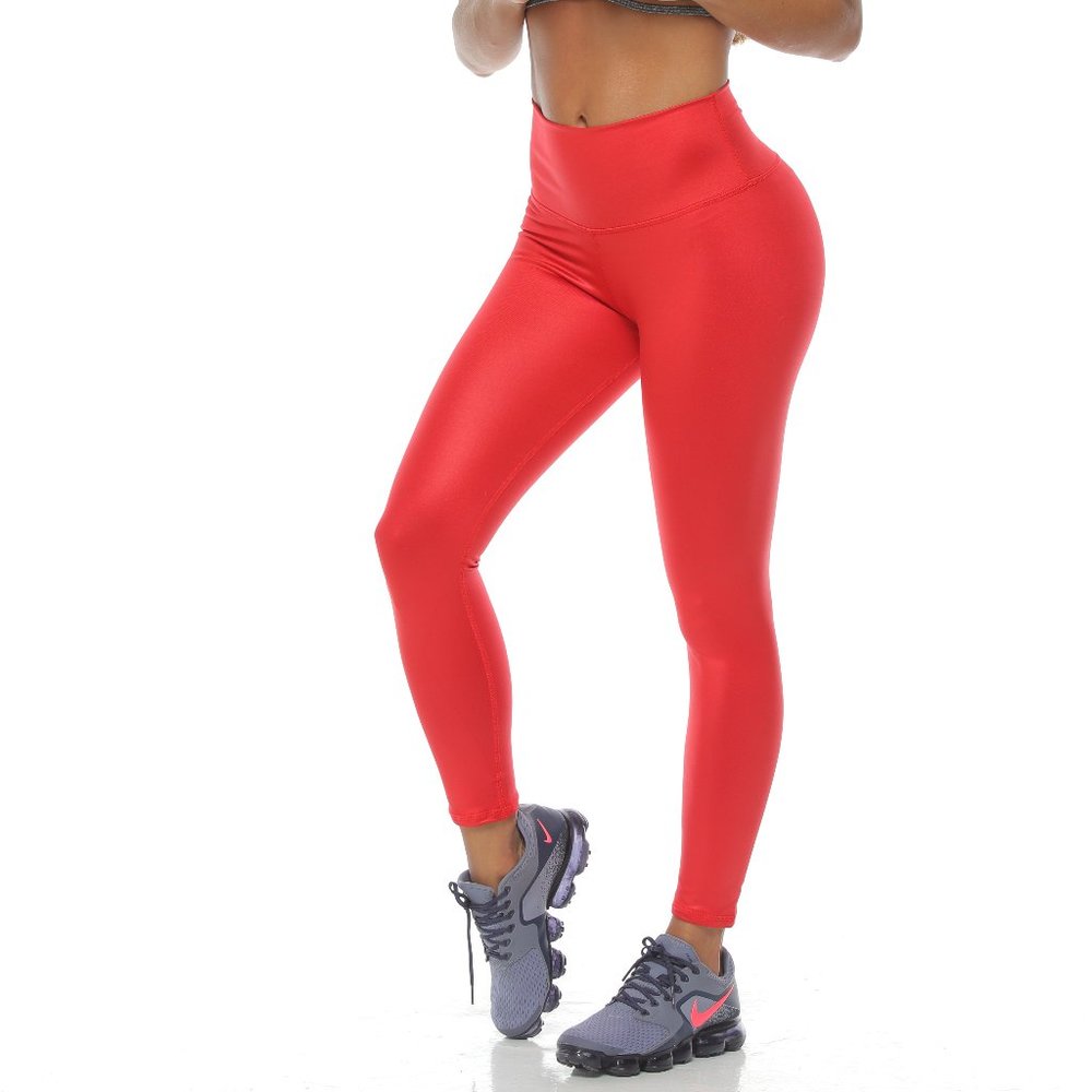 Women RED Faux Leather Fashion Leggings